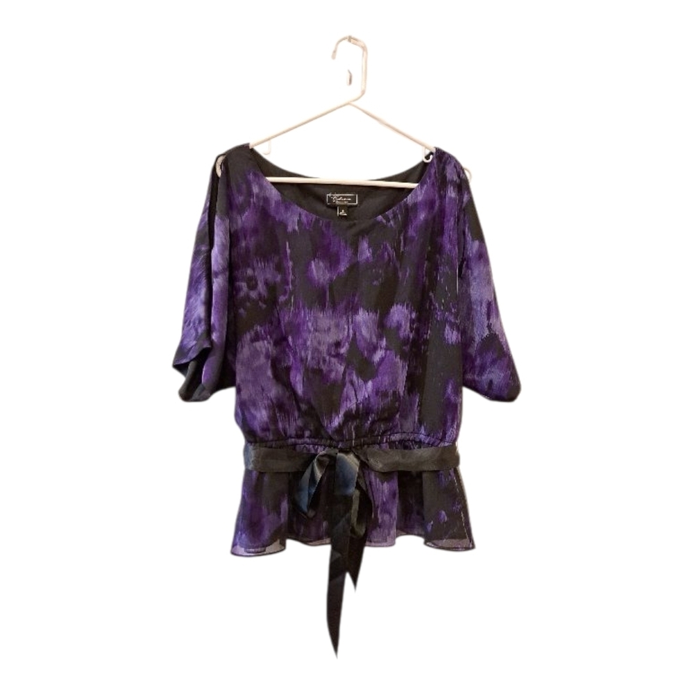 Dressbarn collection blouse top peplum  black elastic belt size 16